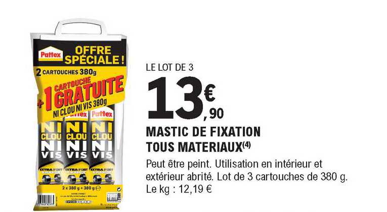 mastic de fixation tous matériaux pattex