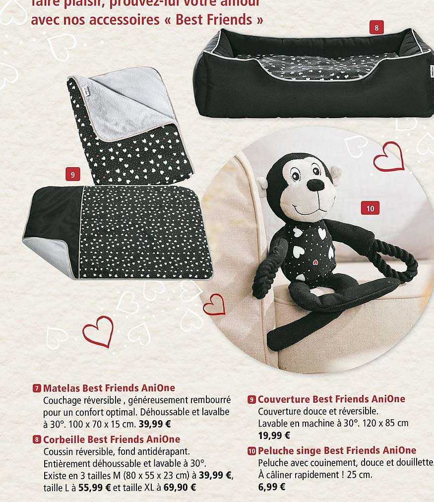 matelas best friends onione, corbeille, couverture, peluche singe