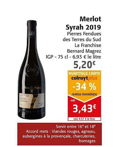 merlot syrah 2019 pierres fendues des terres du sud