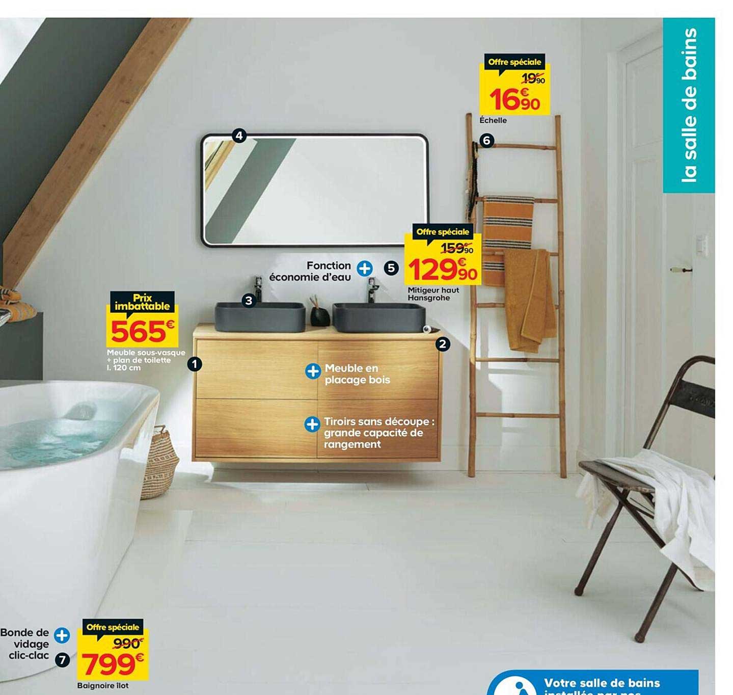 meuble sous vasque + plan de toilette l.120 cm