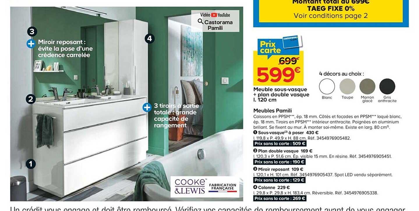 meuble sous-vasque + plan double vasque l. 120 cm