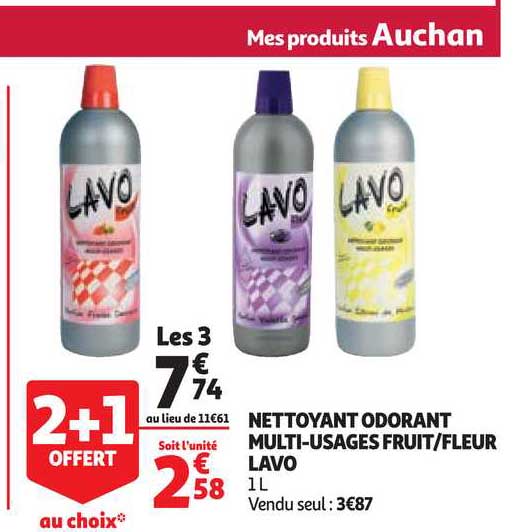 nettoyant odorant multi-usages fruit-fleur lavo