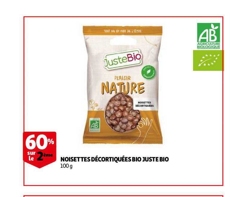 noisettes décortiquées bio juste bio