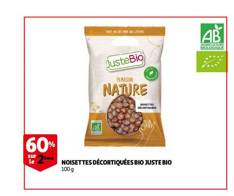 noisettes décortiquées bio juste bio