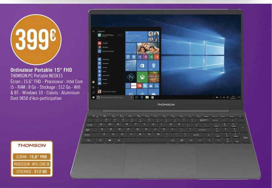 ordinateur portable 15" fhd thomson