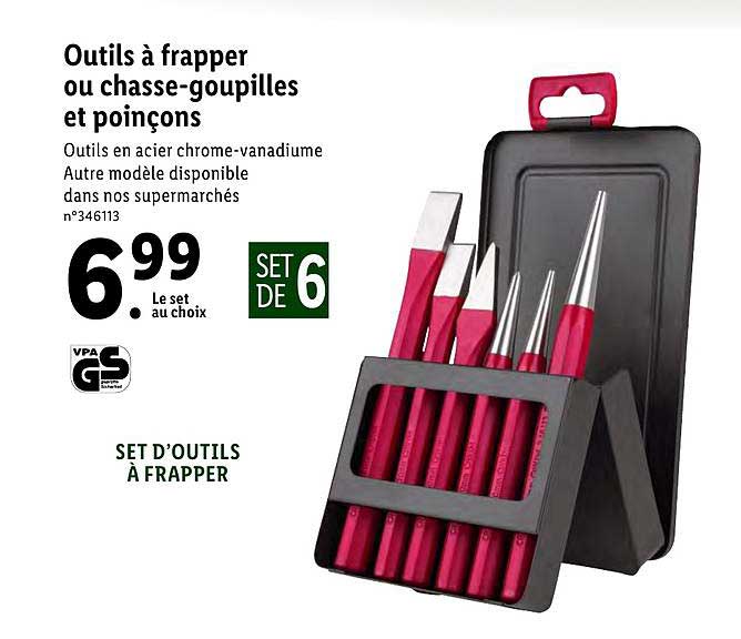 outils à frapper ou chasse-goupilles et poinçons