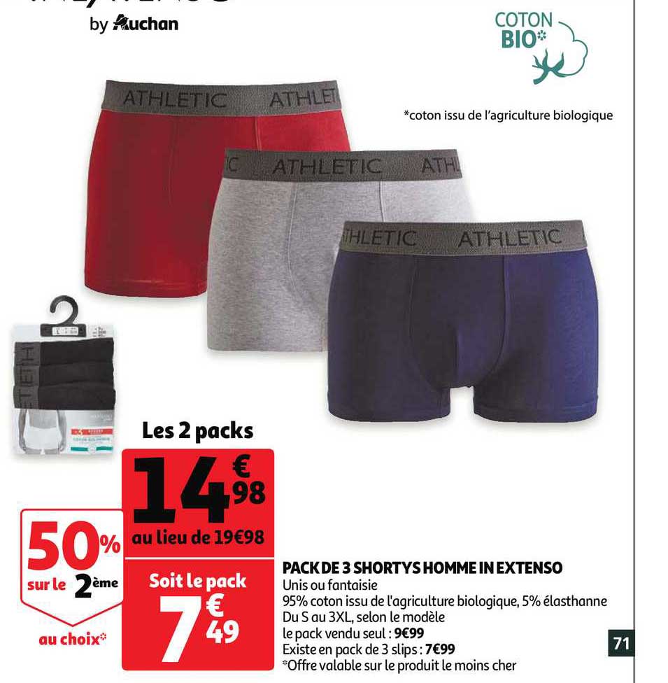 pack de 3 shortys homme in extenso