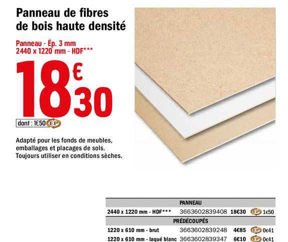 panneau de fibres de bois haute densité
