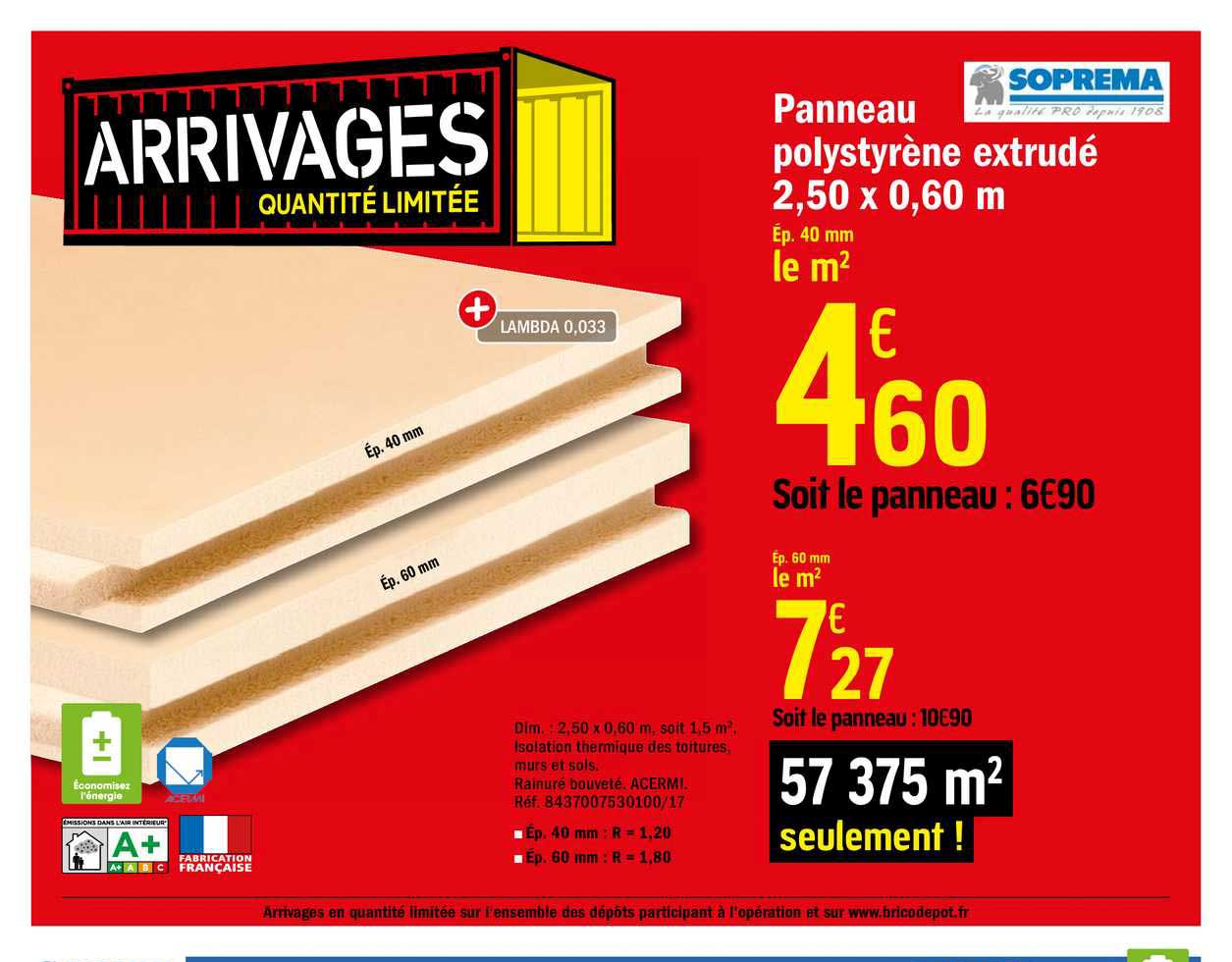 Panneau Polystyrène Extrudé 2,5 X 0,60 M Soprema