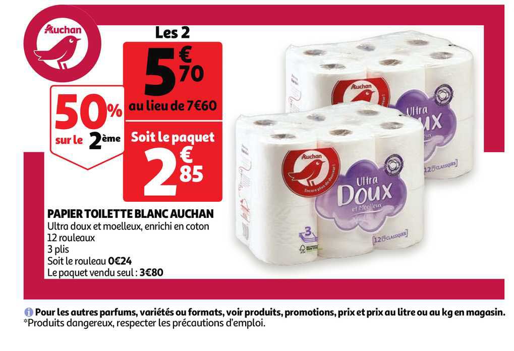 Papier Toilette Blanc Auchan