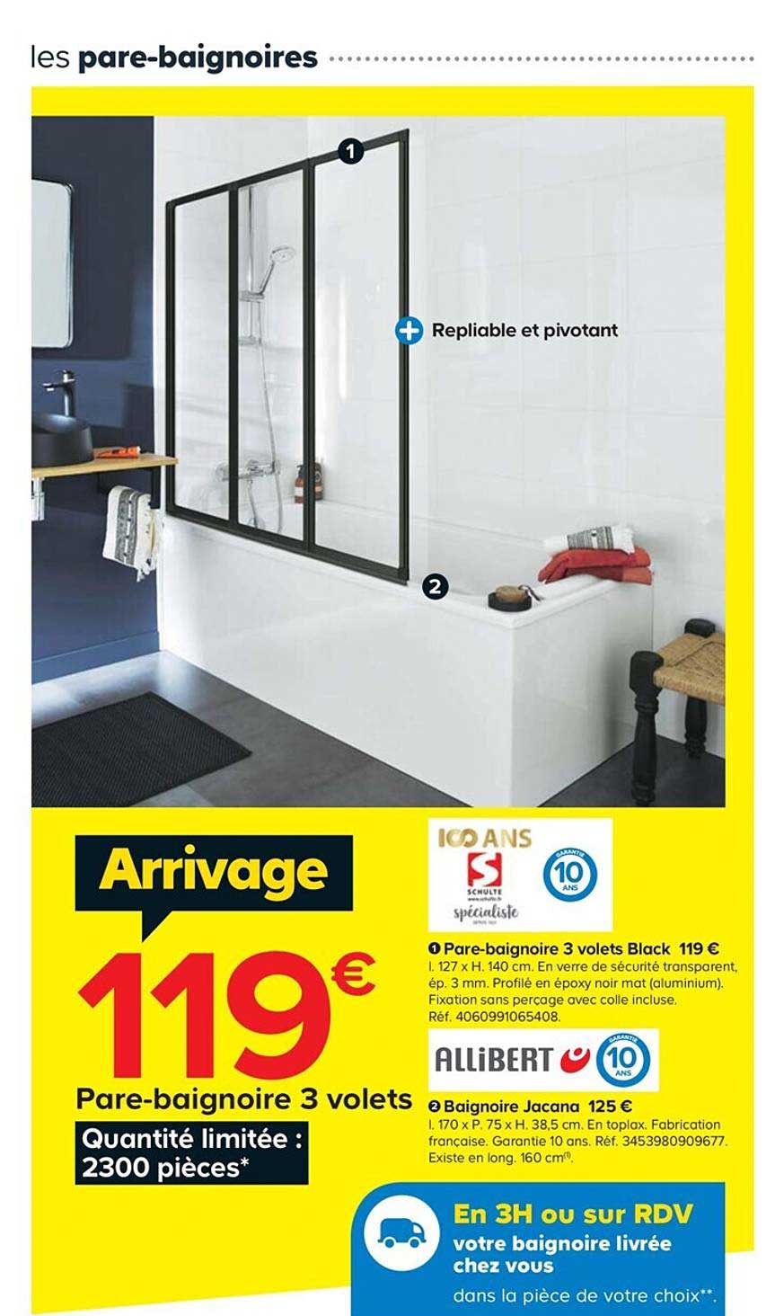 pare-baignoire 3 volets