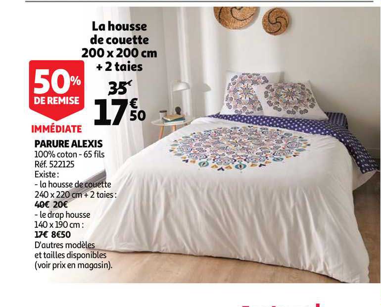 parure alexis : la housse de couette 200 x 200 cm + 2 taies