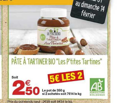 Pâte à Tartiner Bio "les P'tites Tartines"