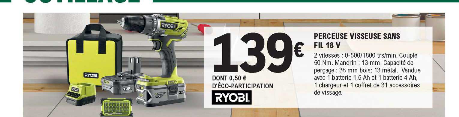 Perceuse Visseuse Sans Fil 18v Ryobi