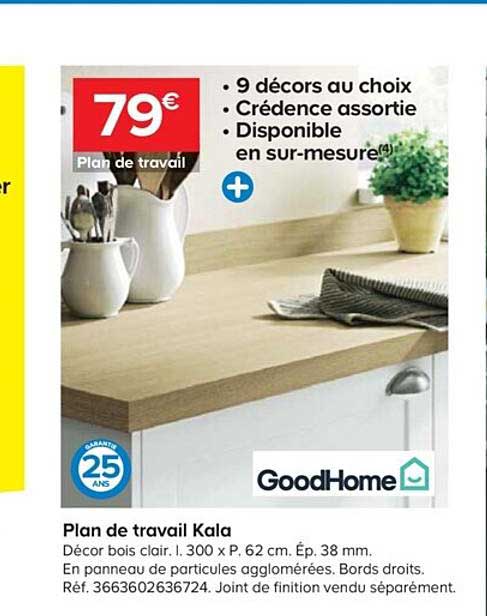 plan de travail kala