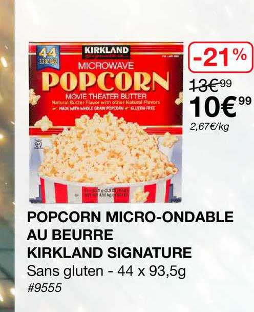 popcorn micro-ondable au beurre kirkland signature