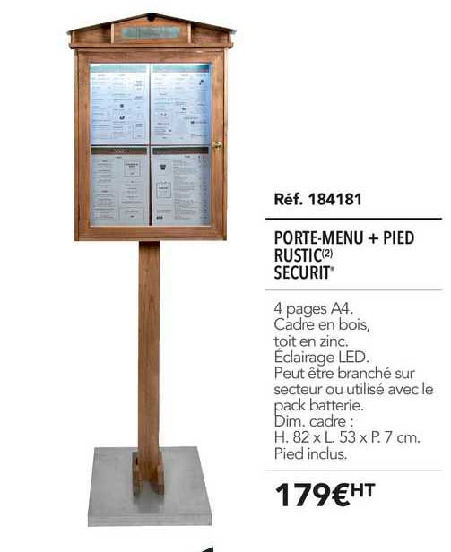 porte menu + pied rustic securit