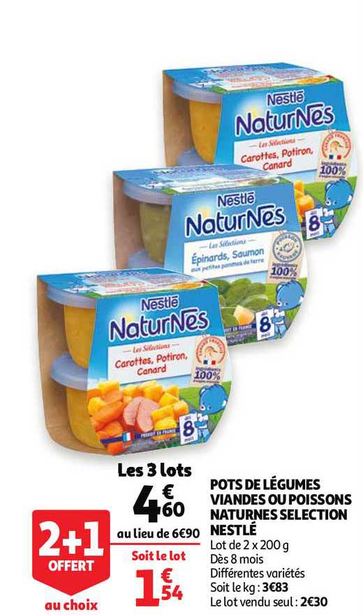 pots de légumes viandes ou poisson naturnes selection nestlé