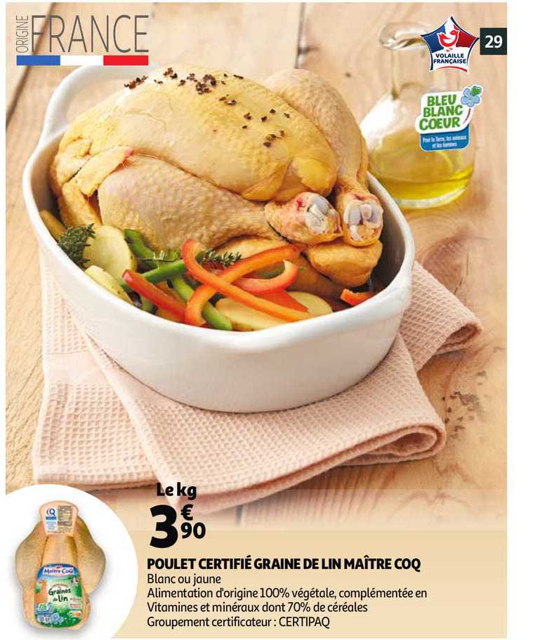 poulet certifié graine de lin maître coq