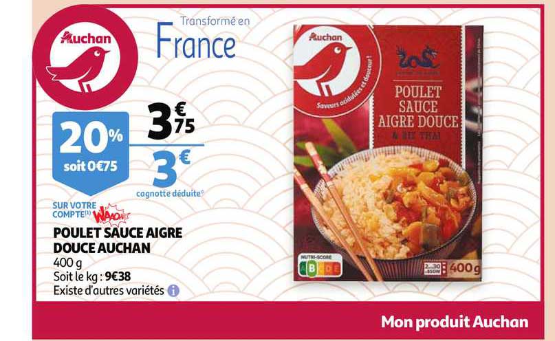 poulet sauce aigre douce auchan