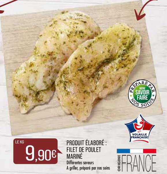 produit élaboré : filet de poulet mariné