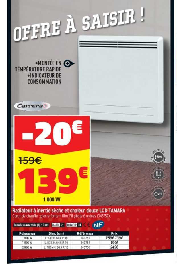 radiateur à inertie sèche et chaleur douce lcd tamara