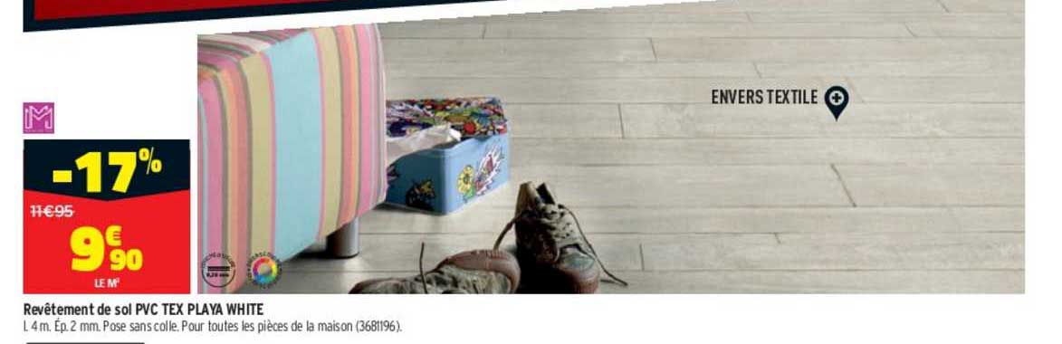 revêtement de sol pvc tex playa white