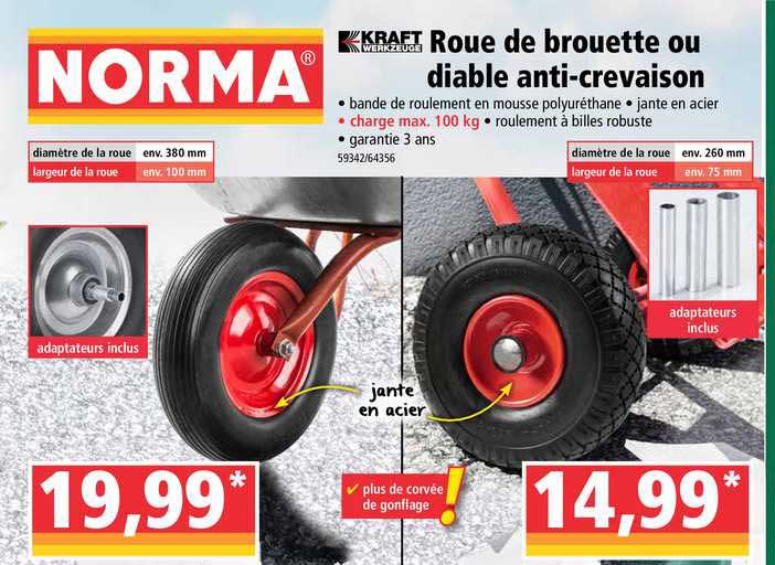 roue de brouette ou diable anti-crevaison kraft