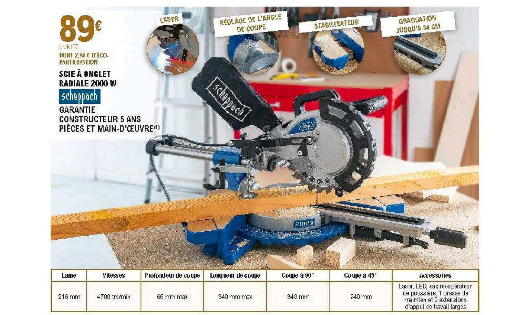 scie à onglet radiale 2000w scheppach