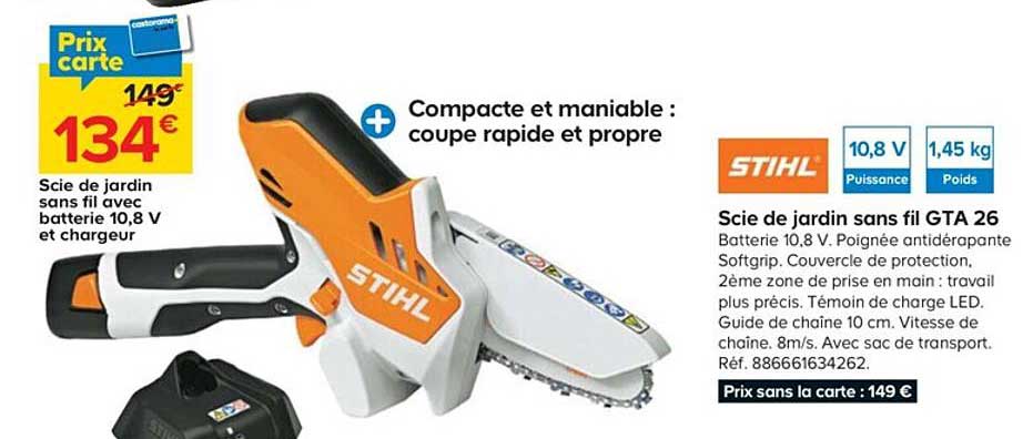 scie de jardin sans fil gta 26 stihl