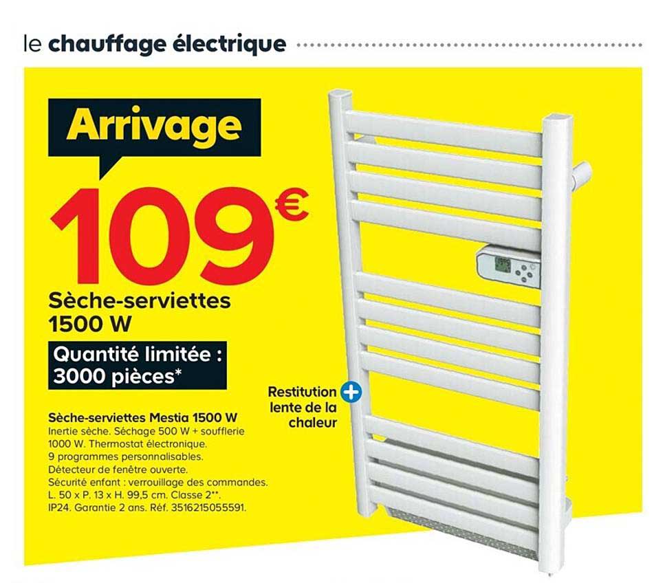sèche-serviettes mestia 1500 w