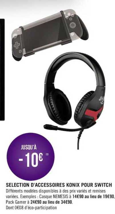 selection d'accessoires konix pour switch