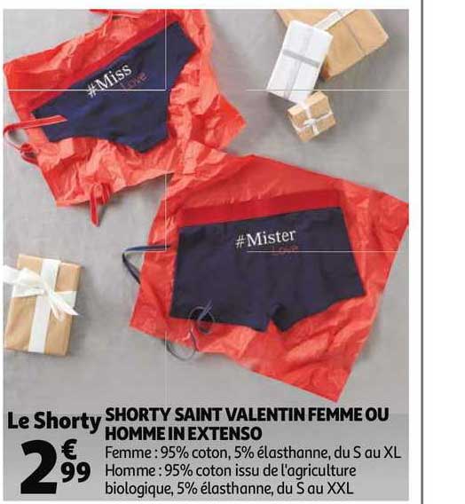 shorty saint valentin femme ou homme in extenso