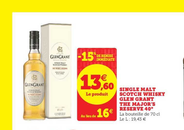 single malt scotch whisky glen grant the major's reserve 40°