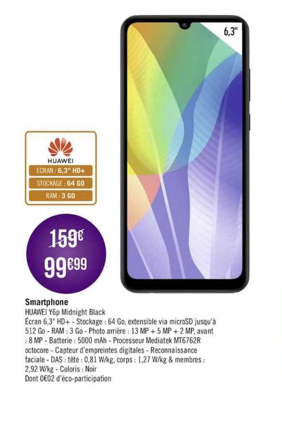 smartphone huawei y6p midnight black