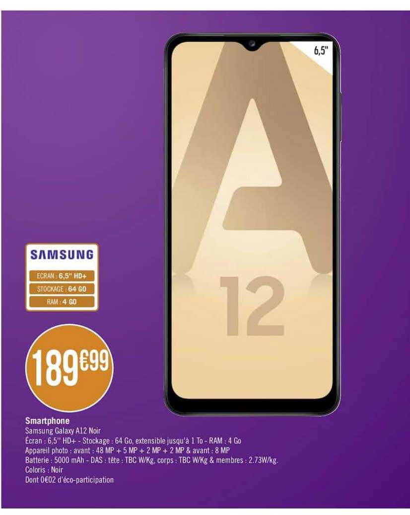 smartphone samsung galaxy a12 noir