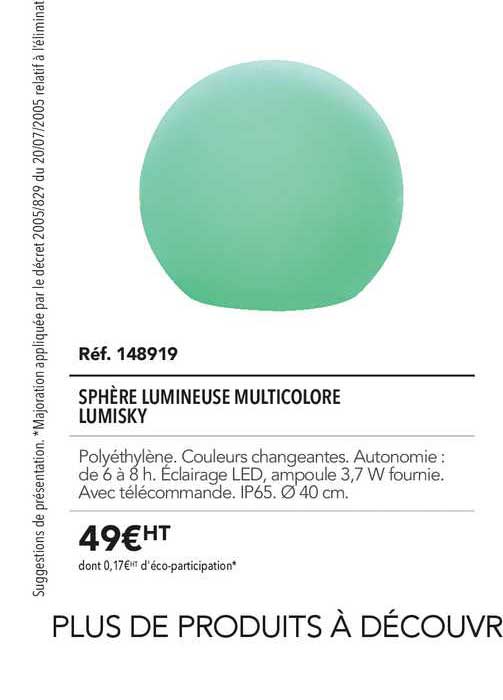 sphère lumineuse multicolore lumisky