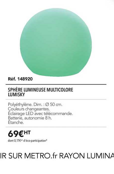 sphère lumineuse multicolore lumisky