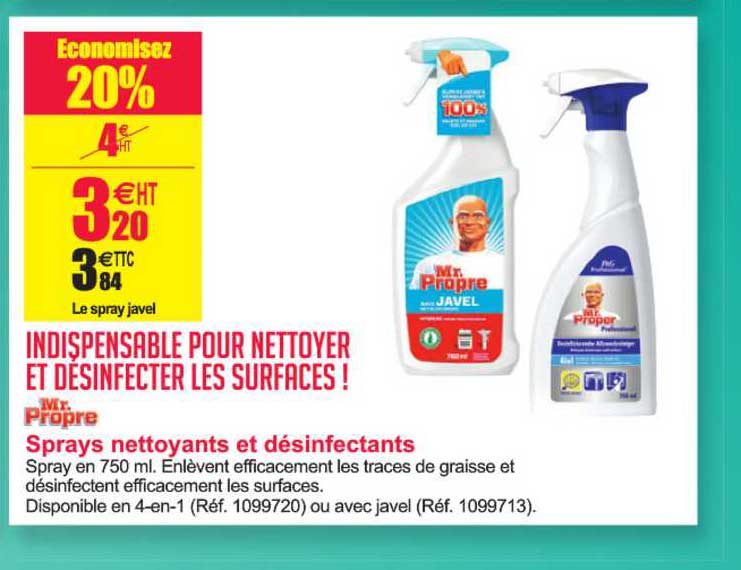 sprays nettoyants et désinfectants mr propre