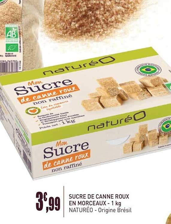 sucre de canne roux en morceaux