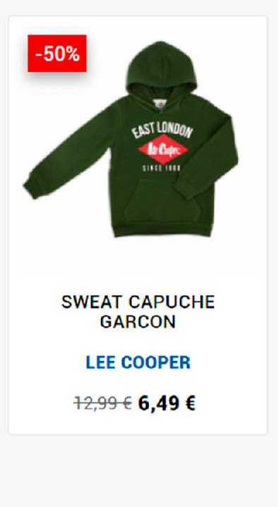 sweat capuche garçon lee cooper
