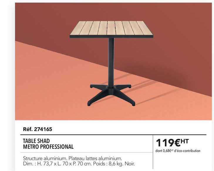 table shad metro professional