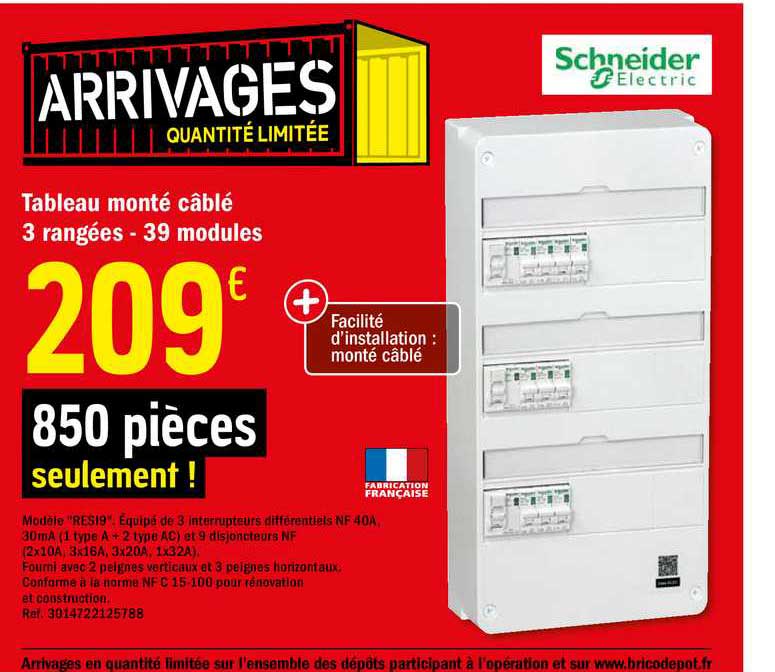 tableau monté câblé 3 rangées - 39  modules