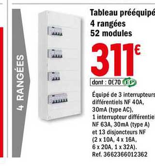 tableau prééquipé 4 rangées 52 modules