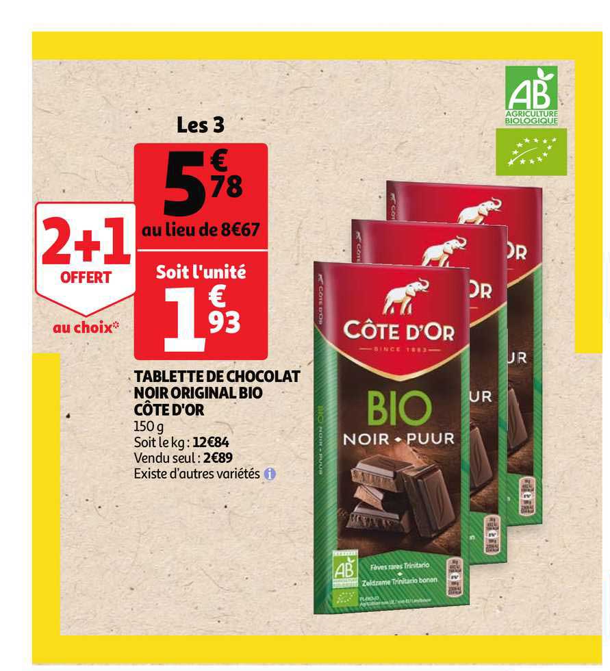 Tablette De Chocolat Noir Original Bio Côte D'or