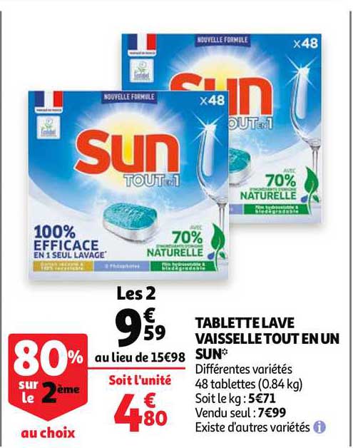 tablette lave vaisselle tout en un sun