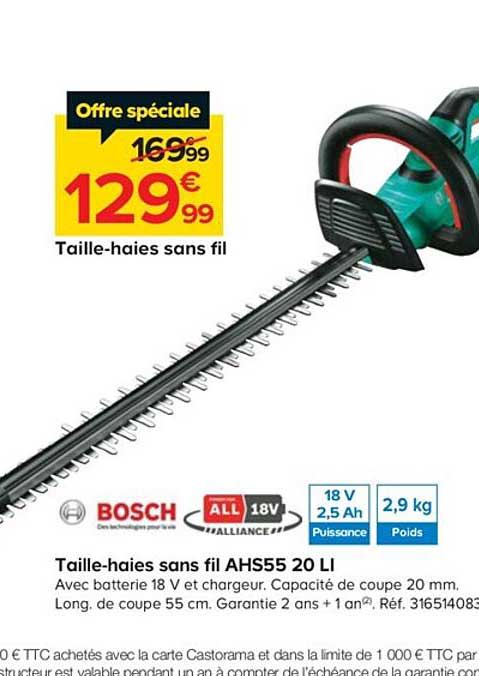 taille-haies sans fil ahs55 20 li bosch