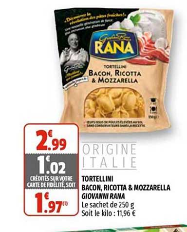 tortellini bacon, ricotta & mozzarella giovanni rana