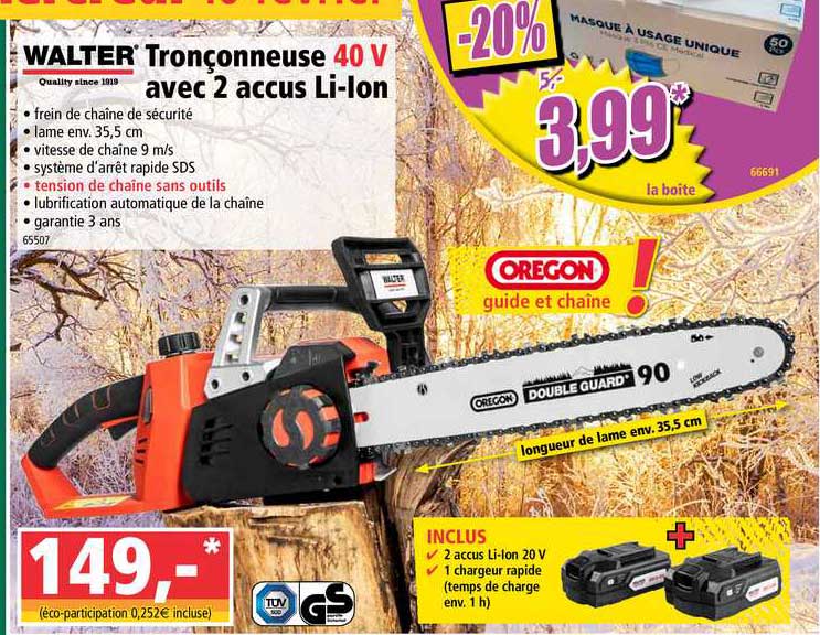 Tronçonneuse Avec 2 Accus Li-ion Walter