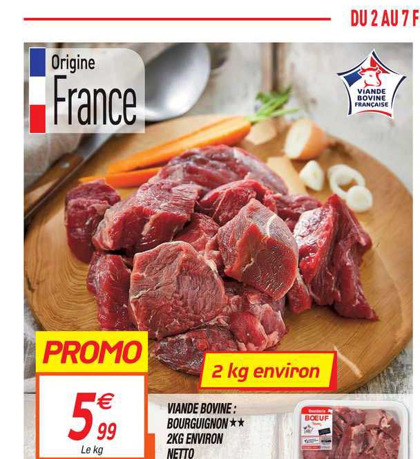 viande bovine : bourguignon 2 kg environ netto